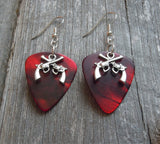 CLEARANCE Small Crossed Guns Charm Guitar Pick Earrings - Pick Your Color