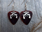 CLEARANCE Small Crossed Guns Charm Guitar Pick Earrings - Pick Your Color