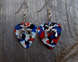CLEARANCE Small Crossed Guns Charm Guitar Pick Earrings - Pick Your Color