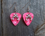 CLEARANCE Small Crossed Guns Charm Guitar Pick Earrings - Pick Your Color