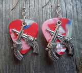 CLEARANCE Large Crossed Guns Charm Guitar Pick Earrings - Pick Your Color
