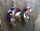 CLEARANCE Large Crossed Guns Charm Guitar Pick Earrings - Pick Your Color