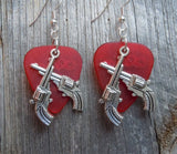 CLEARANCE Large Crossed Guns Charm Guitar Pick Earrings - Pick Your Color