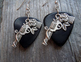 CLEARANCE Revolvers with Roses Charm Guitar Pick Earrings - Pick Your Color