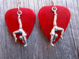 CLEARANCE Gymnast Doing a Handstand Charm Guitar Pick Earrings - Pick Your Color