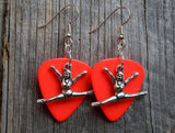 CLEARANCE Gymnast Doing a Split Charm Guitar Pick Earrings - Pick Your Color