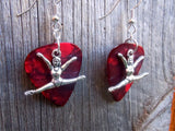 CLEARANCE Gymnast Doing a Split Charm Guitar Pick Earrings - Pick Your Color