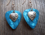 CLEARANCE Heart with Paw Prints Charm Guitar Pick Earrings - Pick Your Color