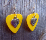 CLEARANCE Heart with Paw Prints Charm Guitar Pick Earrings - Pick Your Color