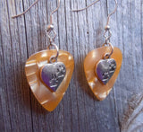 CLEARANCE Heart with Paw Prints Charm Guitar Pick Earrings - Pick Your Color