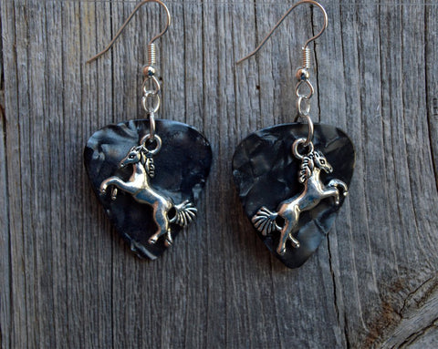 CLEARANCE Horse Rearing Up Charm Guitar Pick Earrings - Pick Your Color