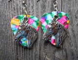 CLEARANCE Large Horse Head Charm Guitar Pick Earrings - Pick Your Color