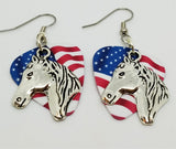 CLEARANCE Large Horse Head Charm Guitar Pick Earrings - Pick Your Color
