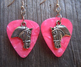 Horse Head Charm Guitar Pick Earrings - Pick Your Color