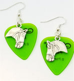 Horse Head Charm Guitar Pick Earrings - Pick Your Color