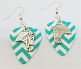 Horse Head Charm Guitar Pick Earrings - Pick Your Color