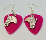 Horse Head Charm Guitar Pick Earrings - Pick Your Color