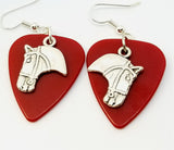 Horse Head Charm Guitar Pick Earrings - Pick Your Color