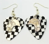 Horse Head Charm Guitar Pick Earrings - Pick Your Color