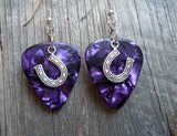 CLEARANCE Horseshoe Charm Guitar Pick Earrings - Pick Your Color