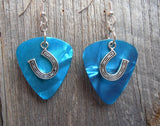 CLEARANCE Horseshoe Charm Guitar Pick Earrings - Pick Your Color