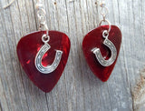 CLEARANCE Horseshoe Charm Guitar Pick Earrings - Pick Your Color