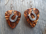 CLEARANCE Horseshoe Charm Guitar Pick Earrings - Pick Your Color