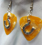 CLEARANCE Horseshoe Charm Guitar Pick Earrings - Pick Your Color