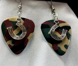 CLEARANCE Horseshoe Charm Guitar Pick Earrings - Pick Your Color