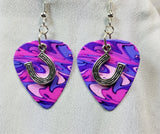 CLEARANCE Horseshoe Charm Guitar Pick Earrings - Pick Your Color