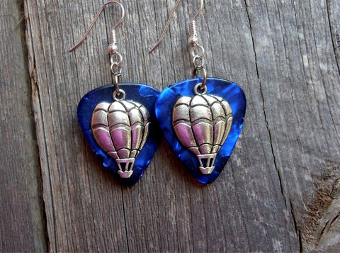 CLEARANCE Hot Air Balloon Charm Guitar Pick Earrings - Pick Your Color