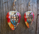 CLEARANCE Hot Air Balloon Charm Guitar Pick Earrings - Pick Your Color