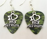 CLEARANCE I Heart My Airman Charm Guitar Pick Earrings - Pick Your Color