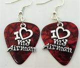 CLEARANCE I Heart My Airman Charm Guitar Pick Earrings - Pick Your Color