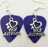 CLEARANCE I Heart My Airman Charm Guitar Pick Earrings - Pick Your Color