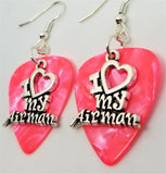CLEARANCE I Heart My Airman Charm Guitar Pick Earrings - Pick Your Color