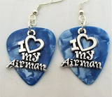 CLEARANCE I Heart My Airman Charm Guitar Pick Earrings - Pick Your Color