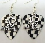 CLEARANCE I Heart My Airman Charm Guitar Pick Earrings - Pick Your Color