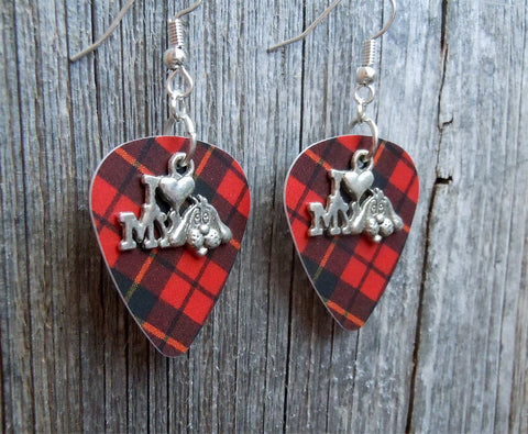 CLEARANCE I Heart My Dog Charm Guitar Pick Earrings - Pick Your Color