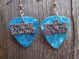 CLEARANCE I Heart Sewing Charm Guitar Pick Earrings - Pick Your Color