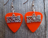 CLEARANCE I Heart Sewing Charm Guitar Pick Earrings - Pick Your Color