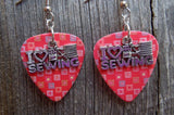 CLEARANCE I Heart Sewing Charm Guitar Pick Earrings - Pick Your Color
