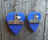 CLEARANCE I Heart Swimming Charm Guitar Pick Earrings - Pick Your Color