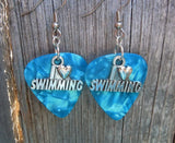 CLEARANCE I Heart Swimming Charm Guitar Pick Earrings - Pick Your Color