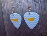 Gray Chevron Guitar Pick Earrings with Yellow Birds