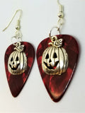 CLEARANCE Jack O' Lantern Charm Guitar Pick Earrings - Pick Your Color
