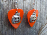 CLEARANCE Jack O' Lantern Charm Guitar Pick Earrings - Pick Your Color
