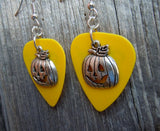 CLEARANCE Jack O' Lantern Charm Guitar Pick Earrings - Pick Your Color