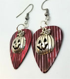 CLEARANCE Jack O' Lantern Charm Guitar Pick Earrings - Pick Your Color
