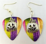 CLEARANCE Jack O' Lantern Charm Guitar Pick Earrings - Pick Your Color